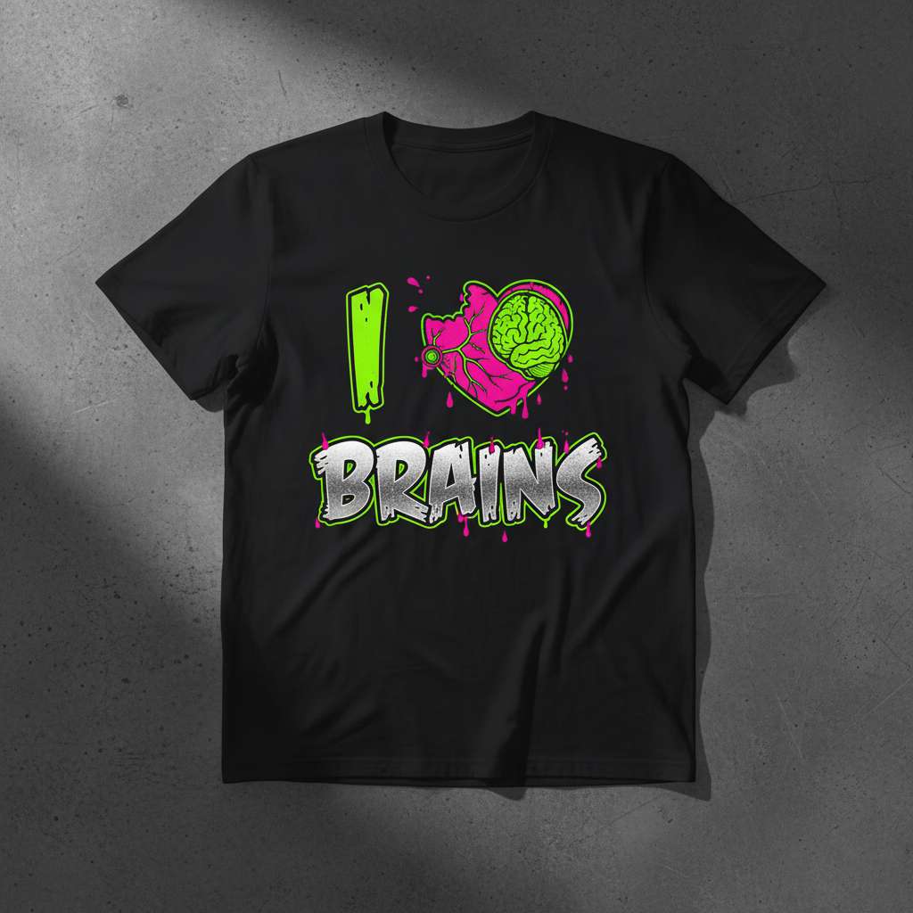 I Heart Brains Graphic T-Shirt, Funny Novelty Tee