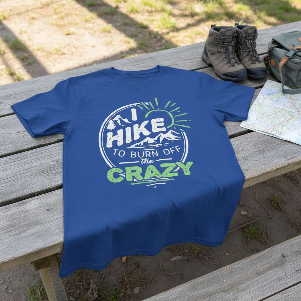 I Hike To Burn Off The Crazy Graphic T-Shirt, Outdoor Hiking Tee Gift Idea