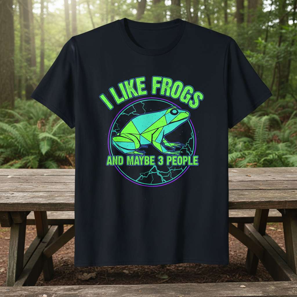 I Like Frogs And Maybe 3 People Graphic T-Shirt, Funny Frog Tee Gift Idea
