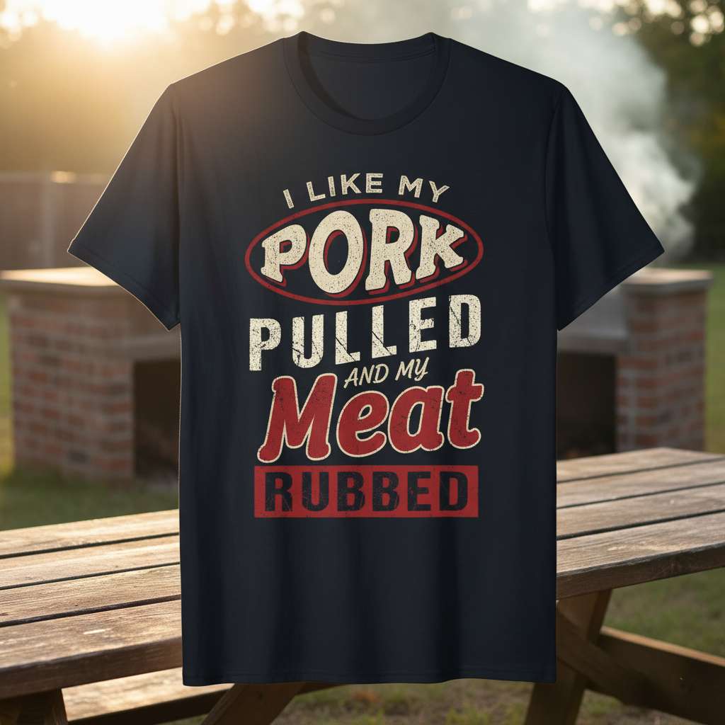 I Like My Pork Pulled And My Meat Rubbed T-Shirt, Funny BBQ Tee