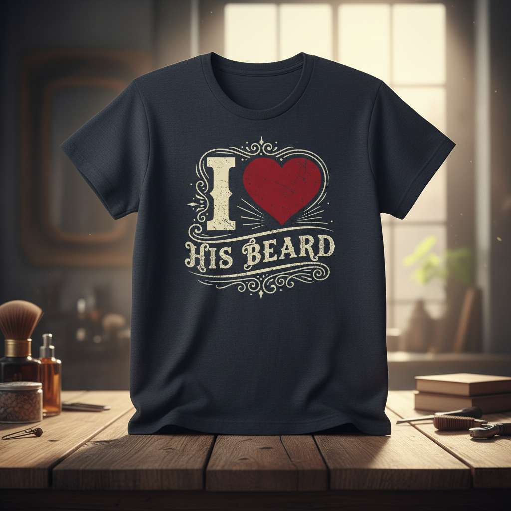 I Love His Beard T-Shirt, Funny Graphic Tee Gift Idea