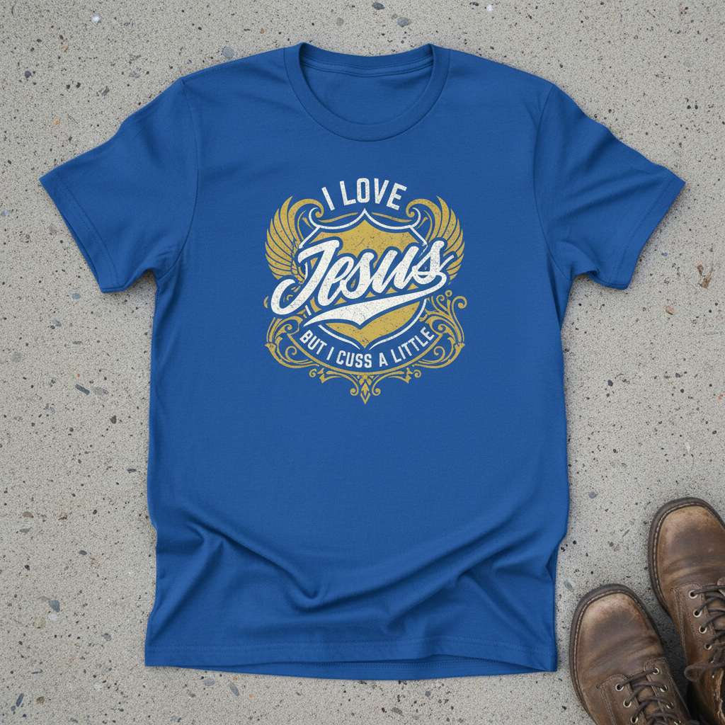I Love Jesus But I Cuss A Little Graphic T-Shirt, Funny Novelty Tee