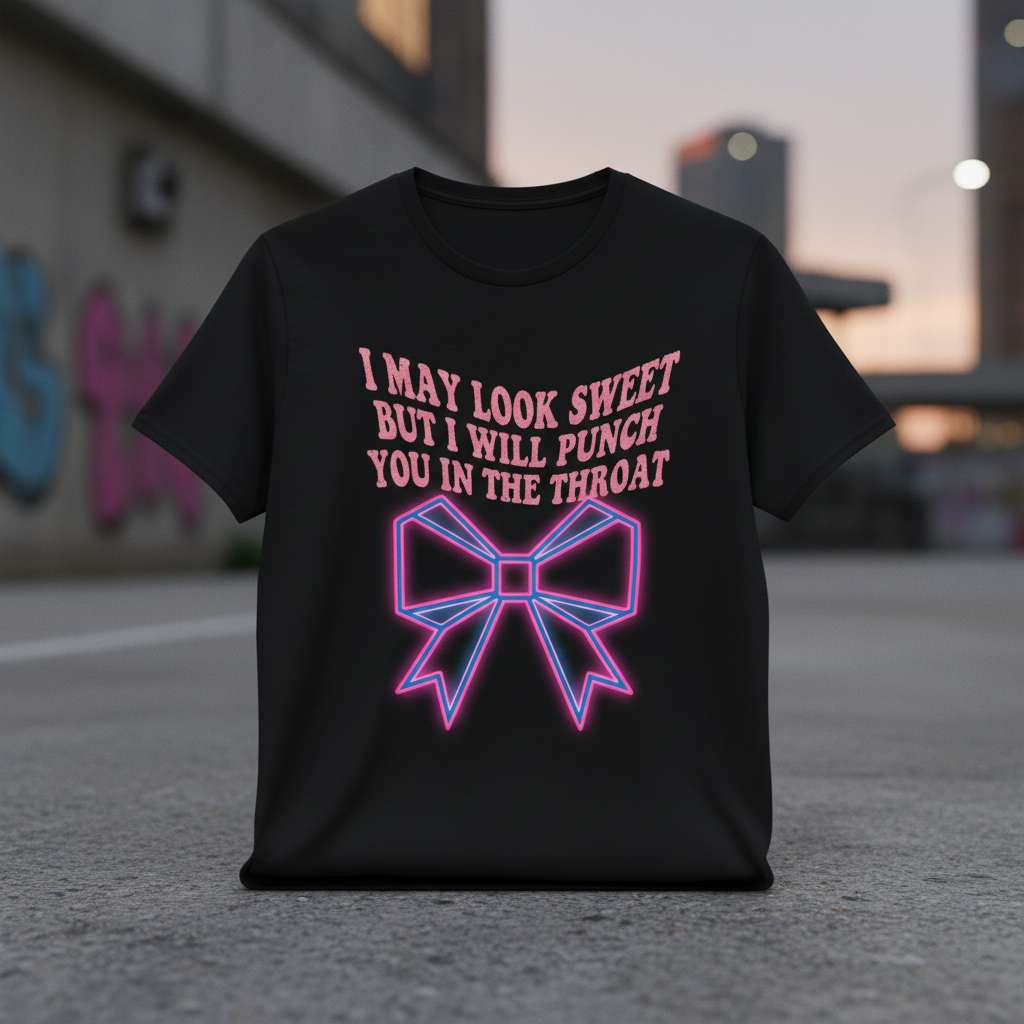 I May Look Sweet But I Will Punch You In The Throat T-Shirt, Graphic Gift Tee