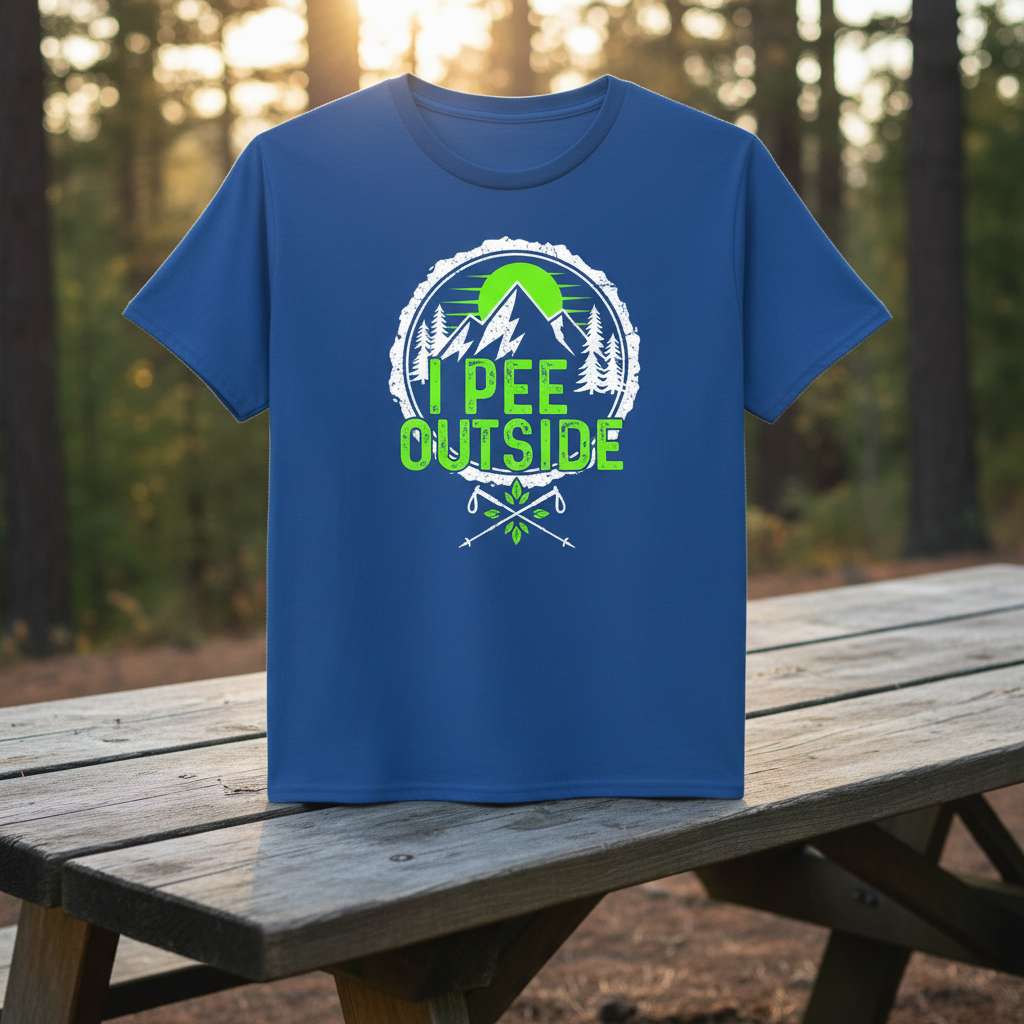 I Pee Outside T-Shirt, Funny Hiking Tee Outdoor Adventure Wear