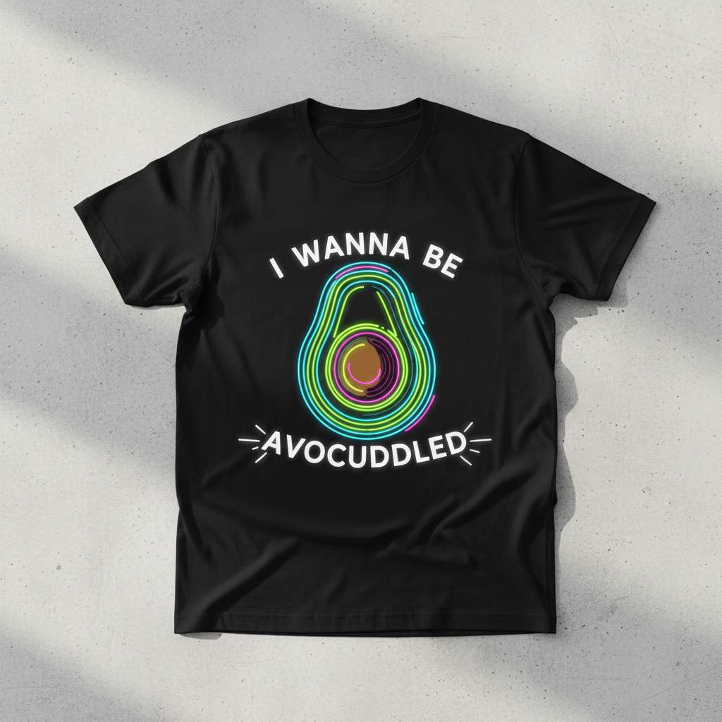 I Wanna Be Avocuddled Graphic T-Shirt, Cute Avocado Tee Gift Idea