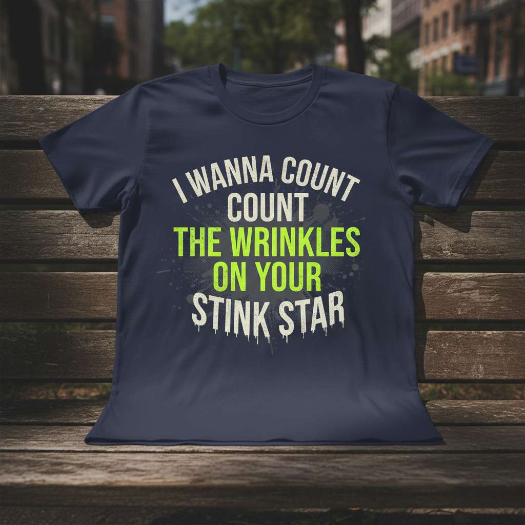 I Wanna Count The Wrinkles On Your Stink Star T-Shirt, Funny Novelty Tee