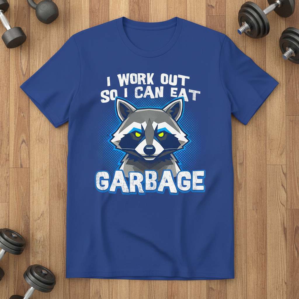 I Work Out So I Can Eat Garbage Graphic T-Shirt, Funny Workout Tee
