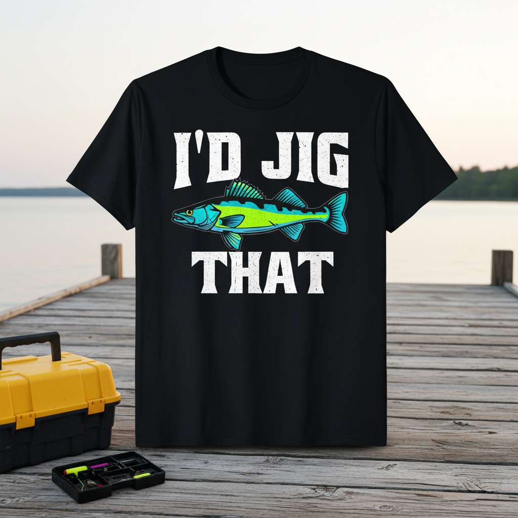 Id Jig That Funny Walleye Fishing Graphic T-Shirt, Novelty Angler Tee