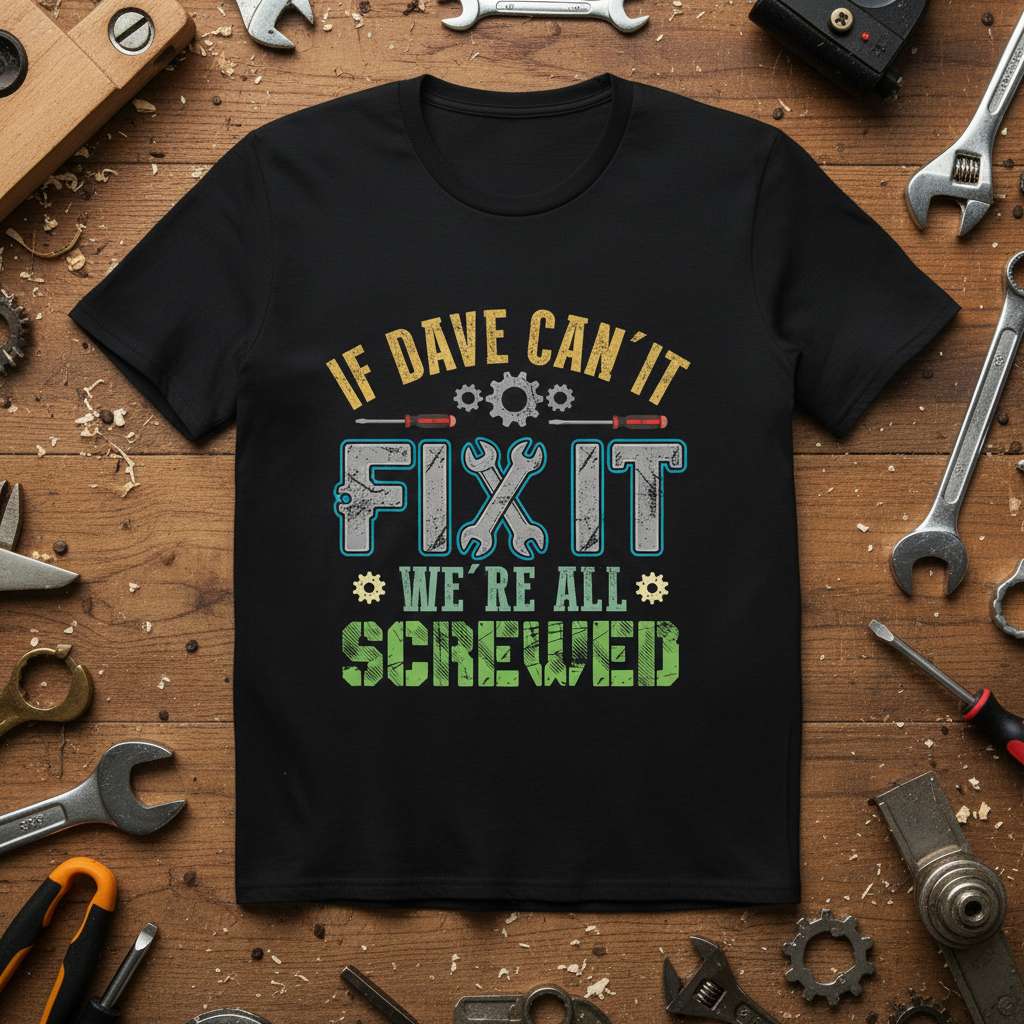 If Dave Cant Fix It Were All Screwed T-Shirt, Funny Mechanic Tee Gift Idea