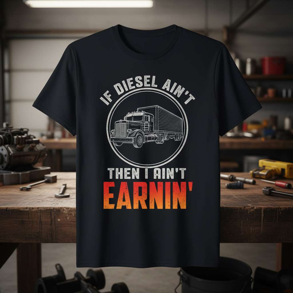 If Diesel Aint Then I Aint Earnin Trucker T-Shirt, Funny Truck Driver Tee Gear