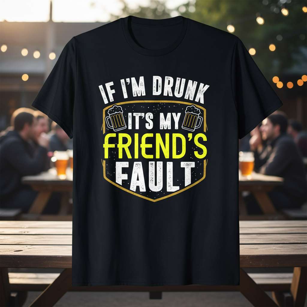 If Im Drunk Its My Friends Fault Funny T-Shirt, Drinking Gift Tee