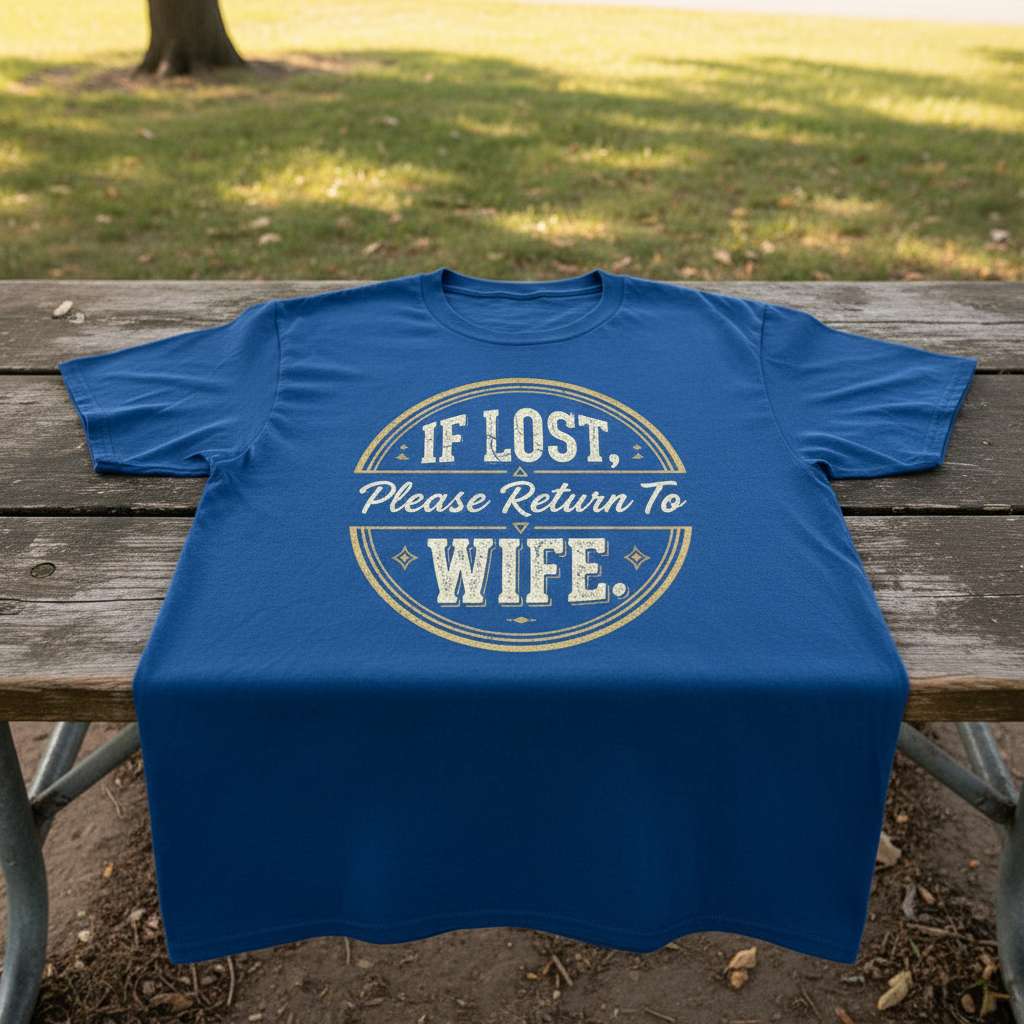 If Lost, Please Return To Wife Graphic T-Shirt, Funny Husband Tee Gift Idea