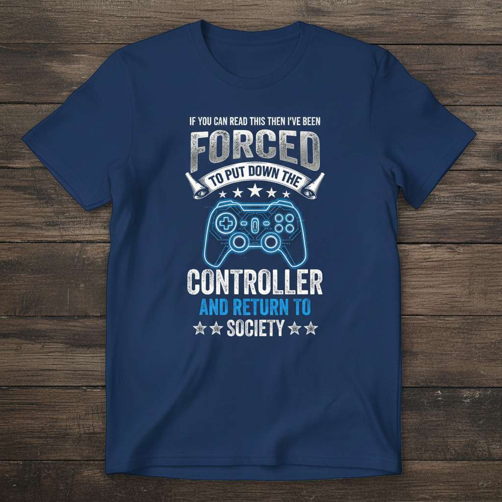 If You Can Read This Then Ive Been Forced To Put Down The Controller And Return To Society T-Shirt, Funny Gaming Tee