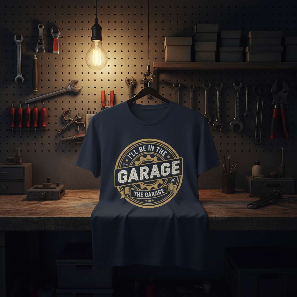 Ill Be In The Garage T-Shirt, Graphic Garage Tee Gift Idea