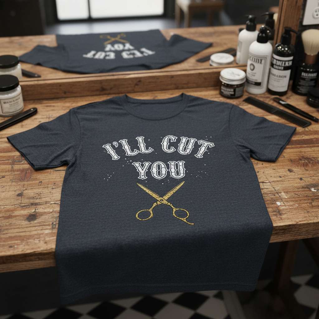 Ill Cut You Distressed Hair Stylist T-Shirt, Funny Cosmetologist Tee Idea