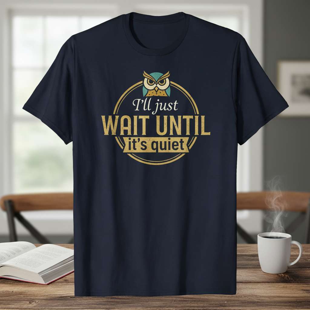 Ill Just Wait Until Its Quiet Owl Graphic T-Shirt, Funny Teacher Tee Gift Idea