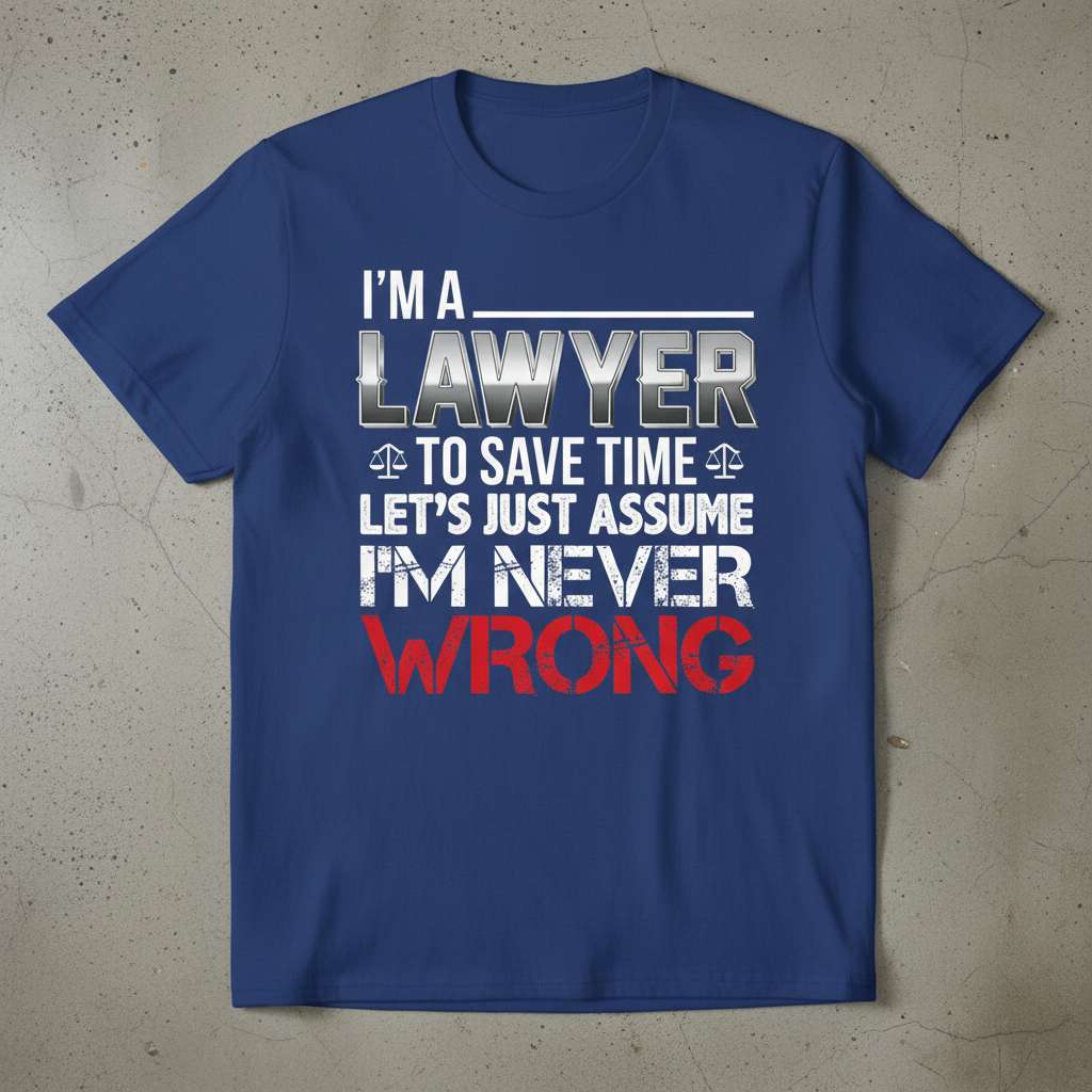 Im A Lawyer To Save Time Lets Just Assume Im Never Wrong Distressed T-Shirt Funny Tee