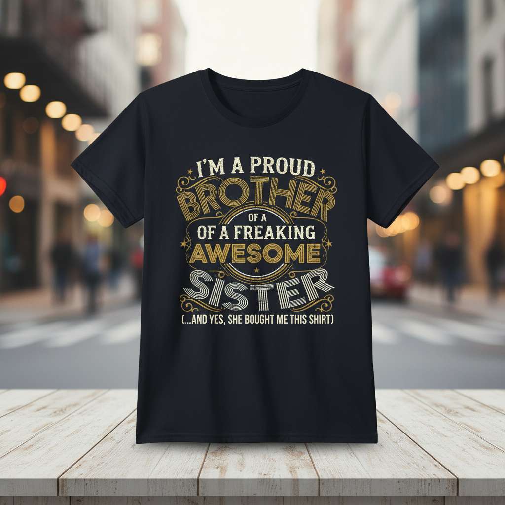 Im A Proud Brother Of A Freaking Awesome Sister T-Shirt, Funny Tee Gift Idea