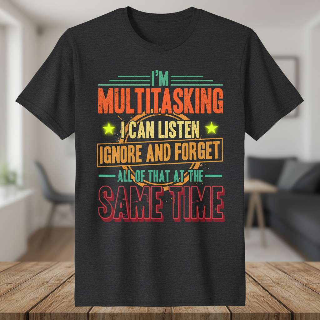 Im Multitasking I Can Listen Ignore and Forget All of That At The Same Time T-Shirt, Funny Novelty Tee