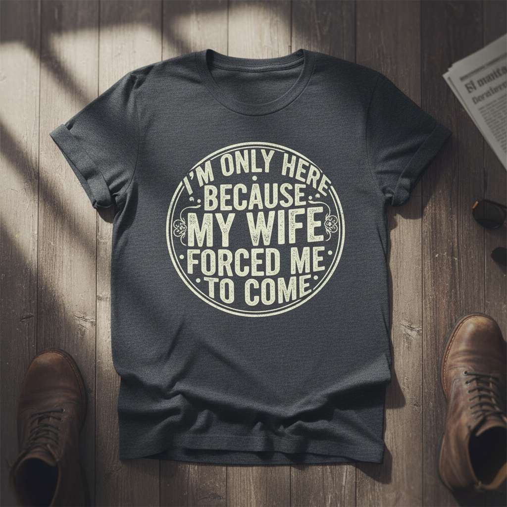 Im Only Here Because My Wife Forced Me To Come Vintage T-Shirt, Funny Husband Tee Gift Idea