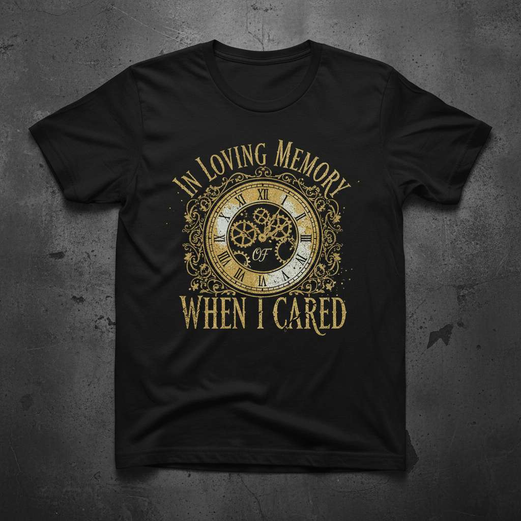 In Loving Memory Of When I Cared Graphic T-Shirt, Funny Gift Tee