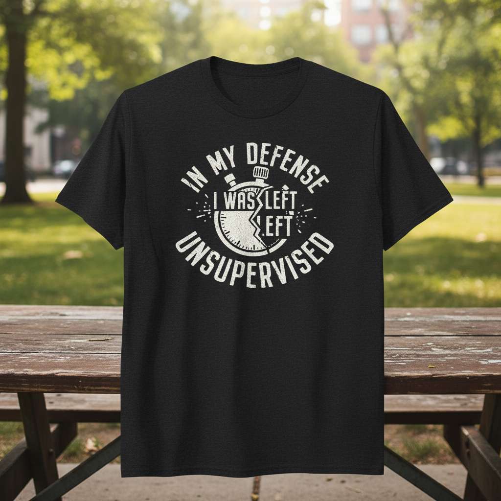 In My Defense I Was Left Unsupervised Graphic T-Shirt, Funny Novelty Tee_1768365378