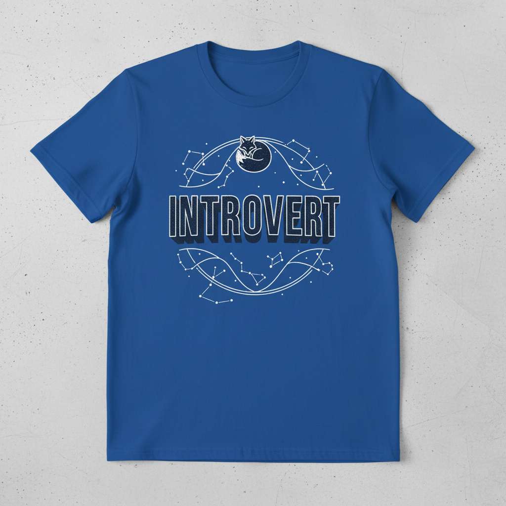 Introvert Graphic T-Shirt, Constellation Fox Tee Gift Idea