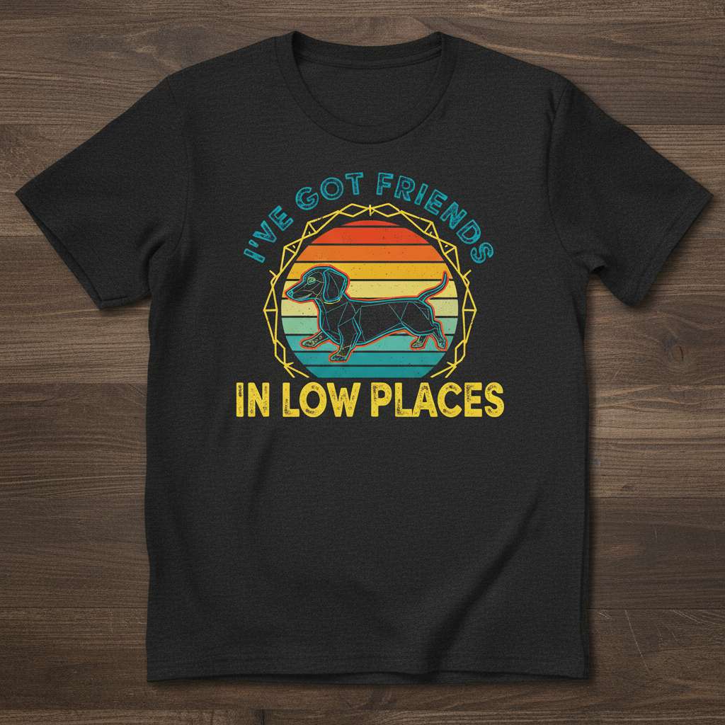 Ive Got Friends In Low Places Vintage Dachshund T-Shirt, Funny Dog Tee Gift Idea