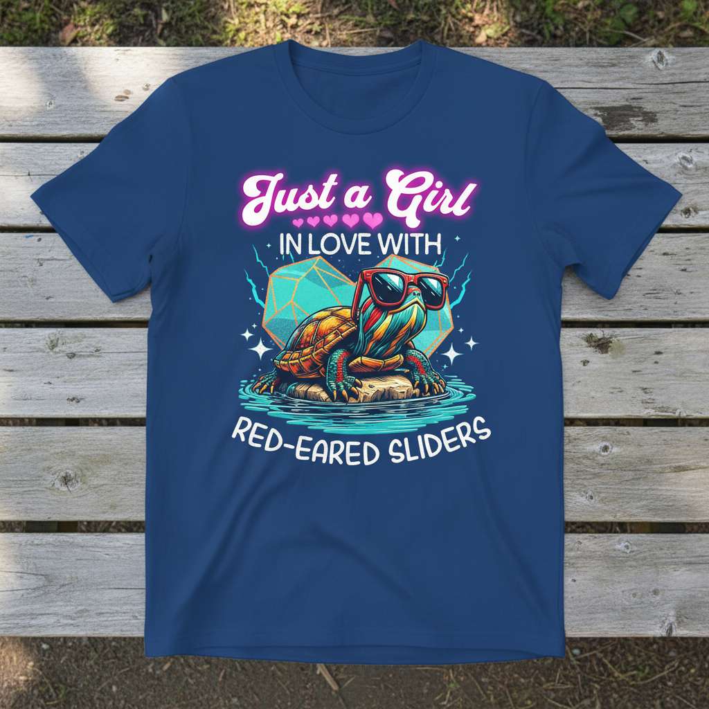 Just A Girl In Love With Red-Eared Sliders Cute Graphic T-Shirt, Turtle Lover Tee