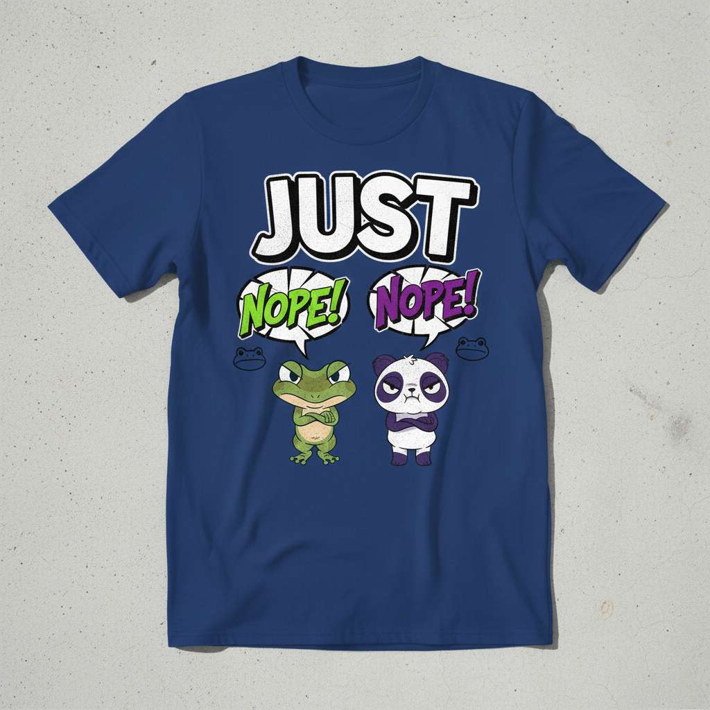 Just Nope Nope Funny Graphic T-Shirt, Cute Panda Frog Tee Idea