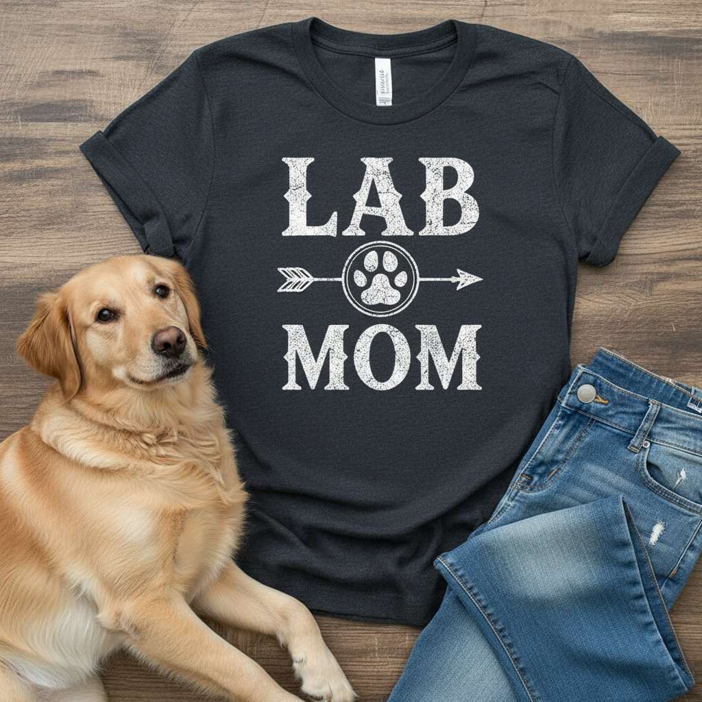 Lab Mom Distressed Vintage T-Shirt, Cute Graphic Tee Novelty Outfit Idea