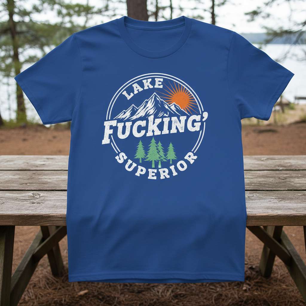 Lake Fucking Superior Vintage T-Shirt, Funny Distressed Graphic Tee Souvenir