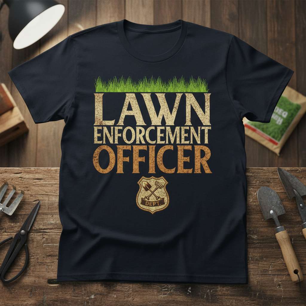 Lawn Enforcement Officer Graphic T-Shirt, Funny Birthday Tee Idea