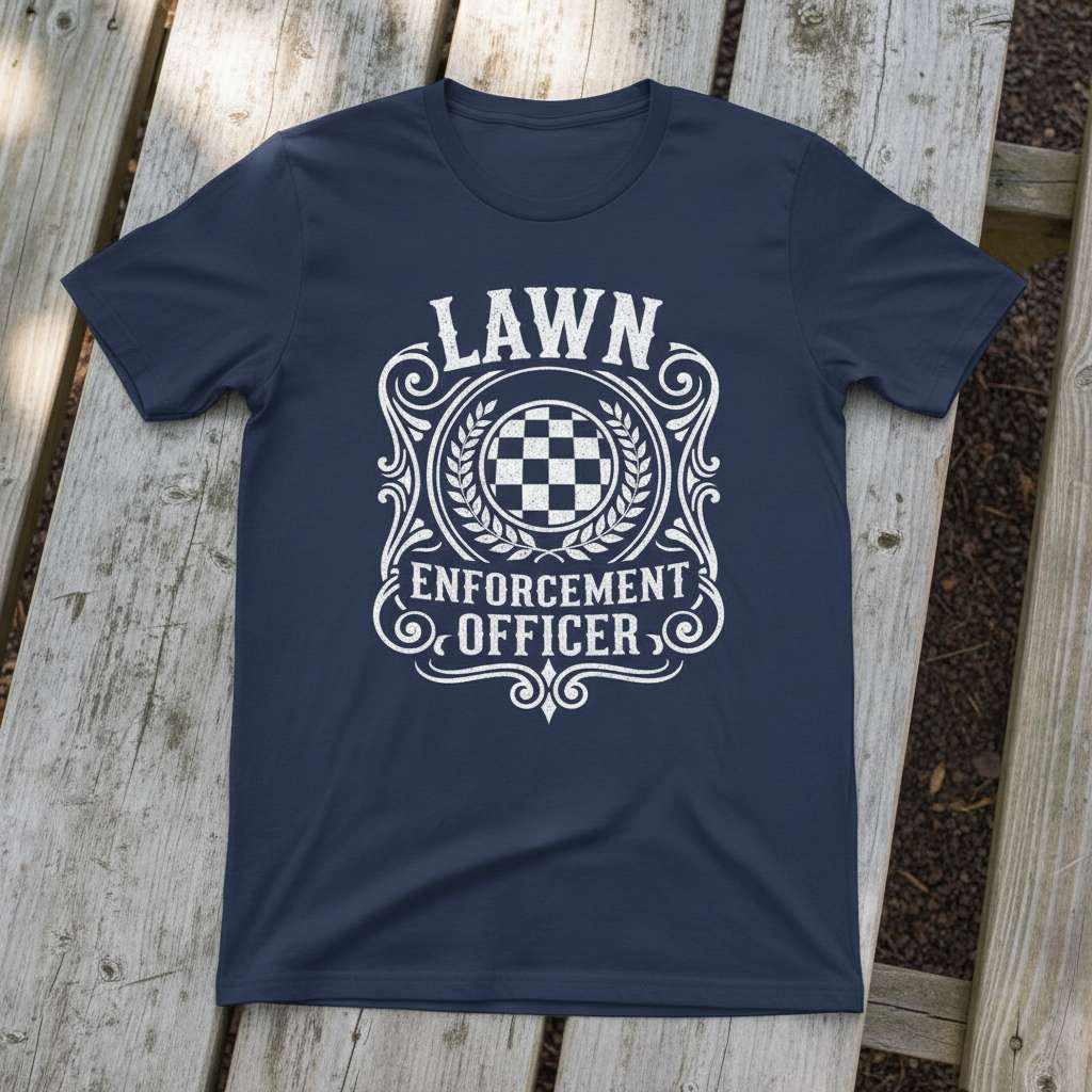 Lawn Enforcement Officer Graphic T-Shirt, Funny Yard Work Tee Gift Idea