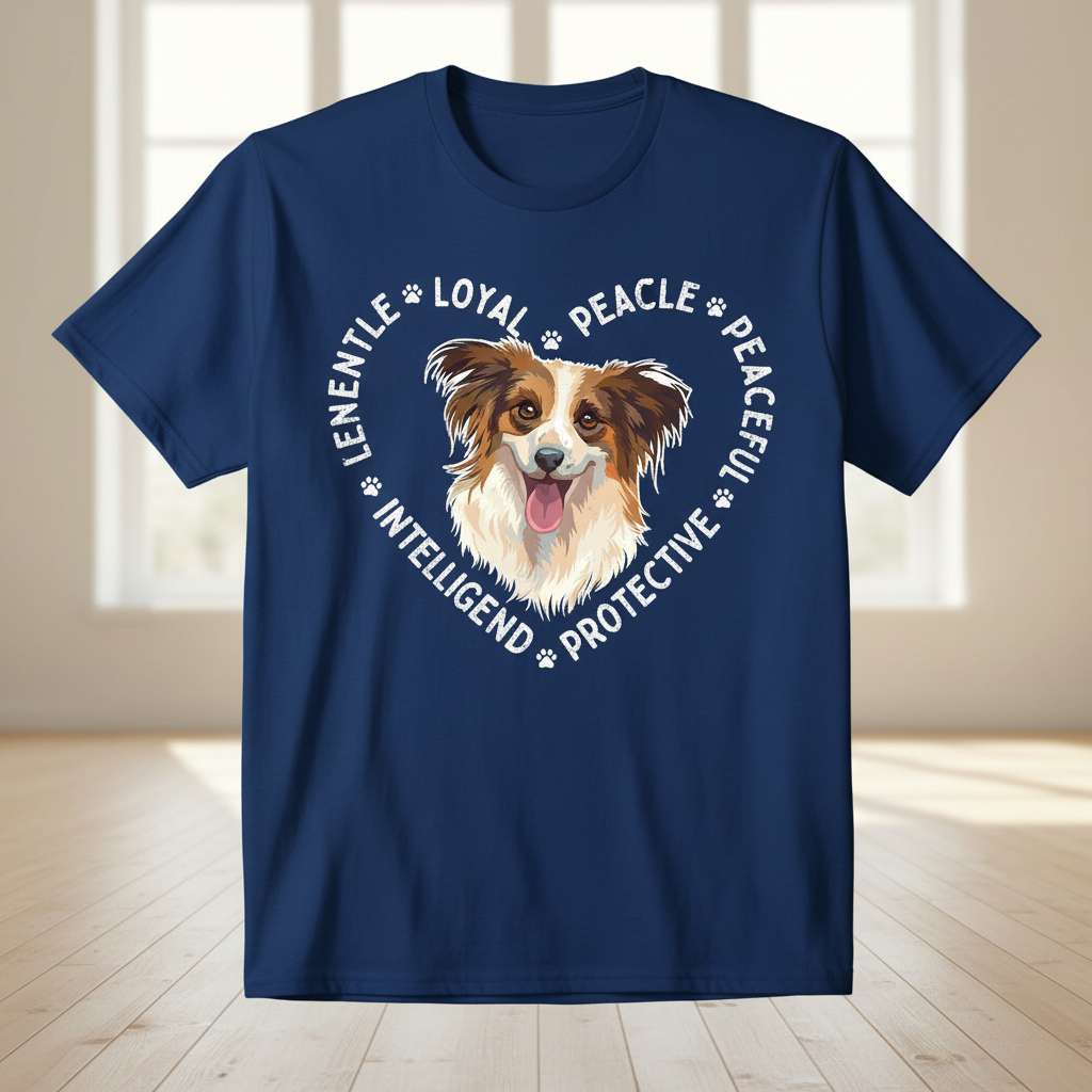 Lenient Loyal Peaceful Intelligent Protective Papillon T-Shirt, Cute Dog Tee