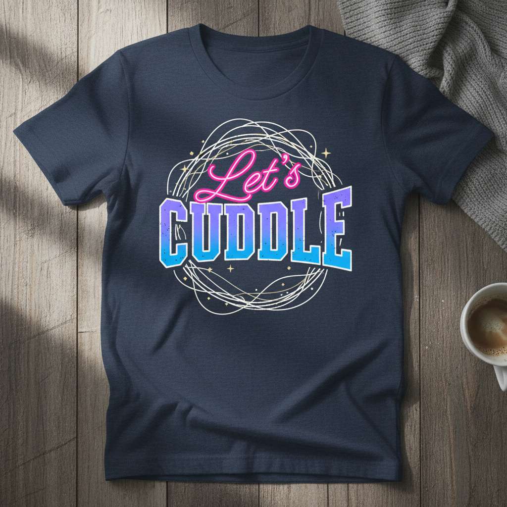 Lets Cuddle Graphic T-Shirt, Cute Couples Tee Gift Idea