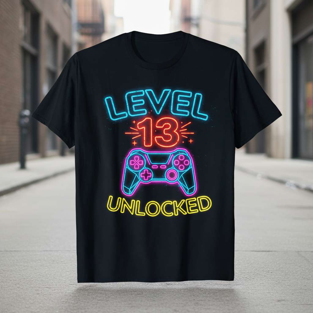 Level 13 Unlocked Graphic T-Shirt, Birthday Gamer Tee