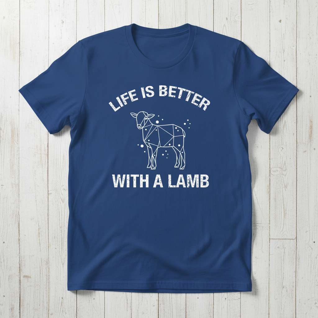 Life Is Better With A Lamb Distressed T-Shirt, Novelty Graphic Tee Idea