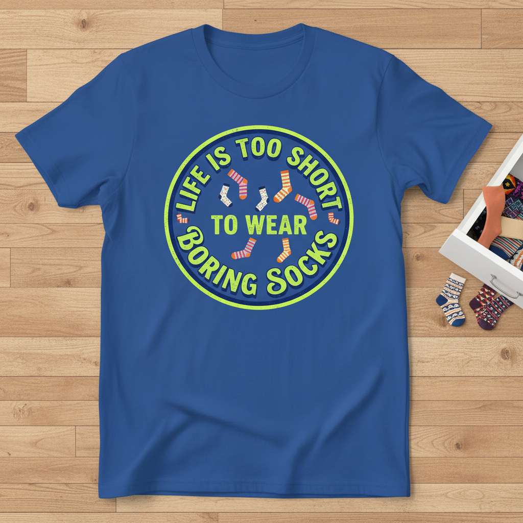 Life Is Too Short To Wear Boring Socks Graphic T-Shirt, Funny Sock Lover Tee
