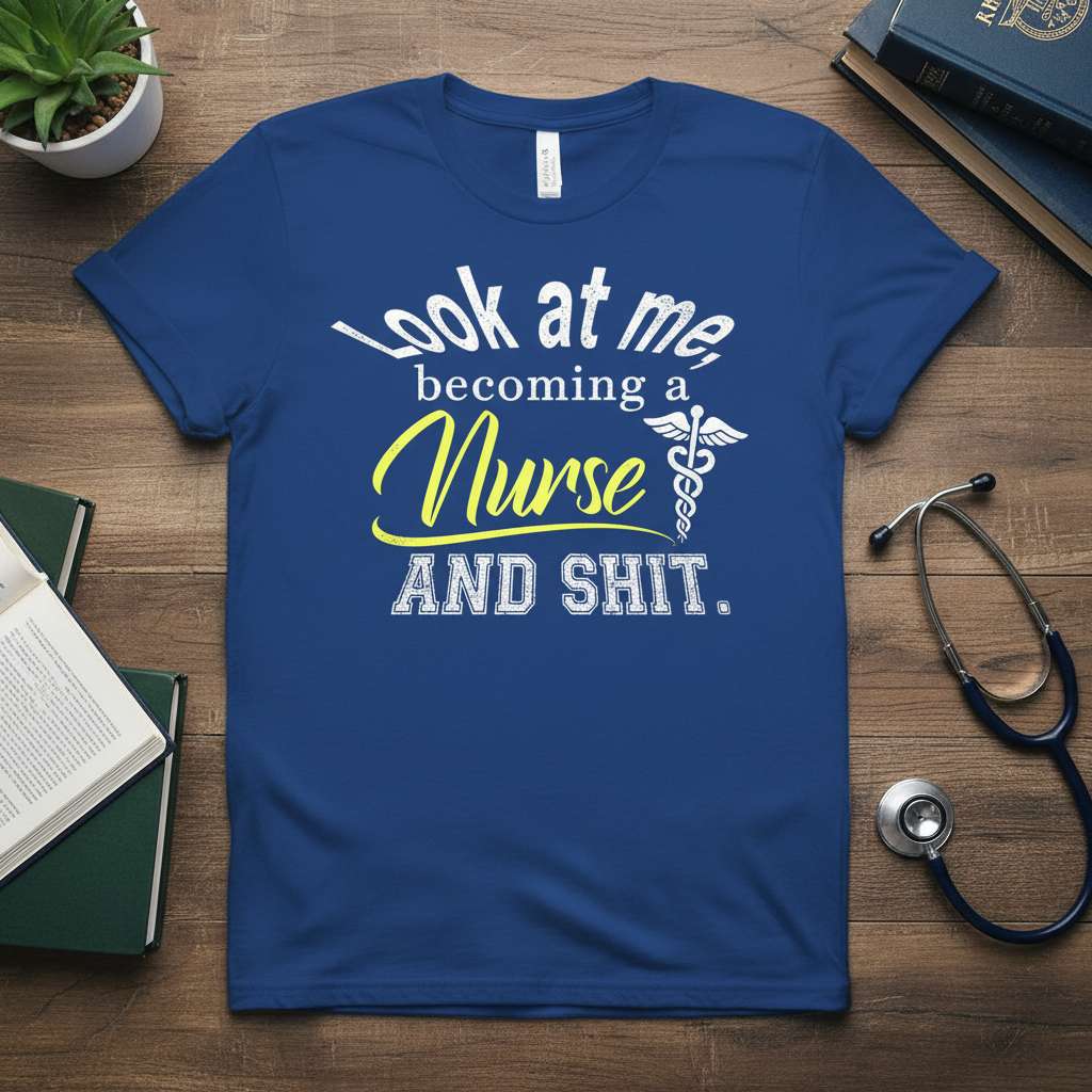 Look At Me Becoming A Nurse And Shit Graphic T-Shirt, Funny Nurse Tee Gift Idea_1768378876