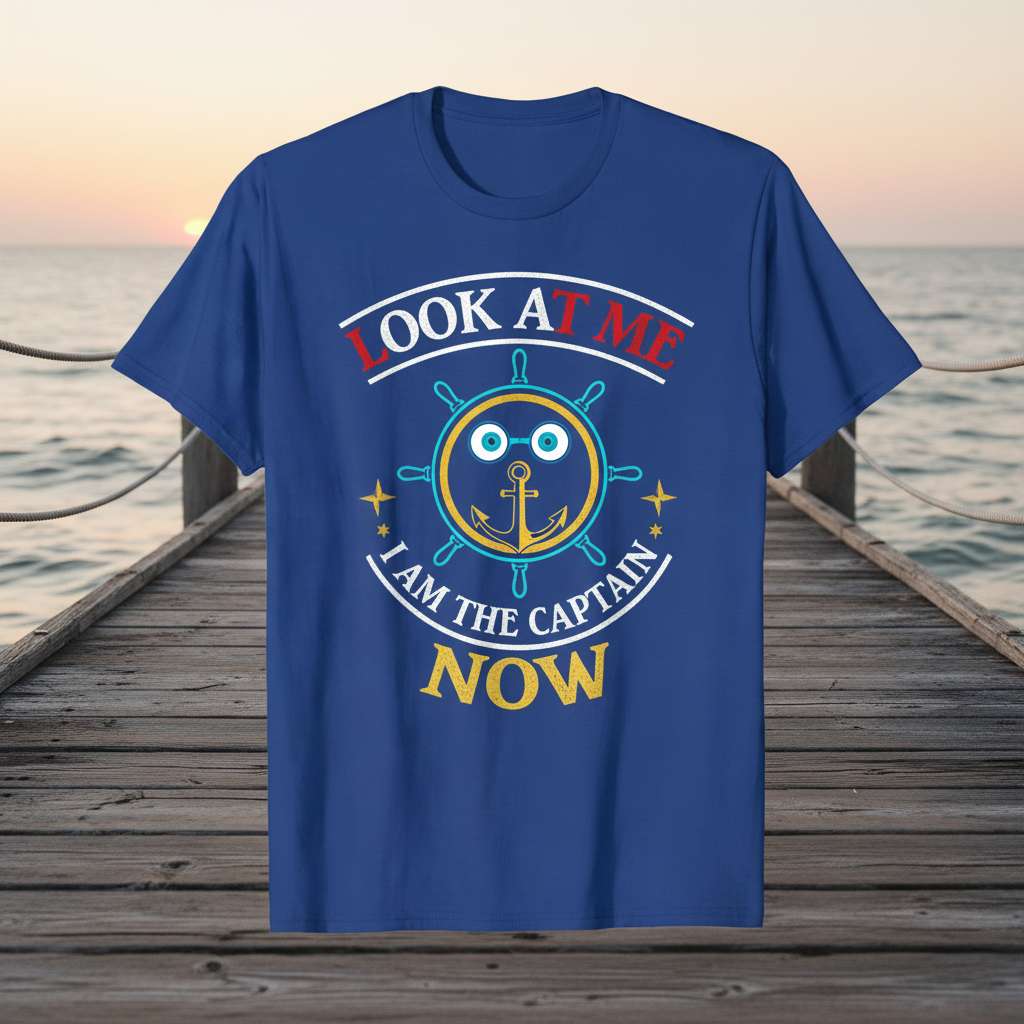 Look At Me I Am The Captain Now Funny Graphic T-Shirt, Novelty Sailing Tee Gift Idea