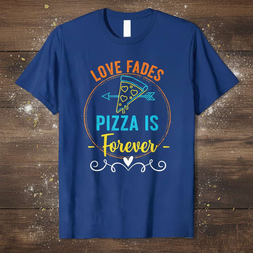 Love Fades Pizza Is Forever Graphic T-Shirt, Funny Foodie Tee Gift Idea