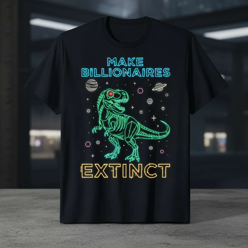 Make Billionaires Extinct T-Shirt, Graphic Dinosaur Tee Gift Idea