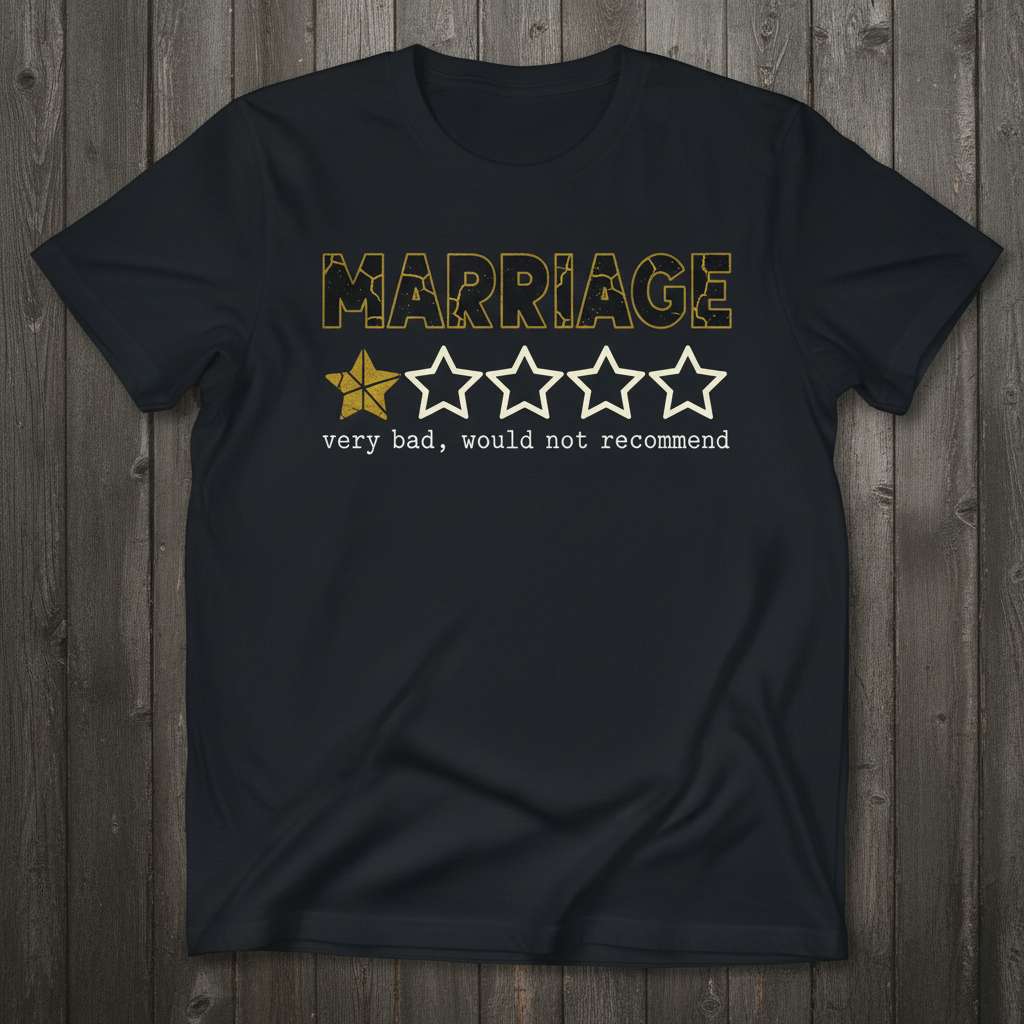 Marriage Very Bad Would Not Recommend Distressed T-Shirt, Funny Novelty Tee