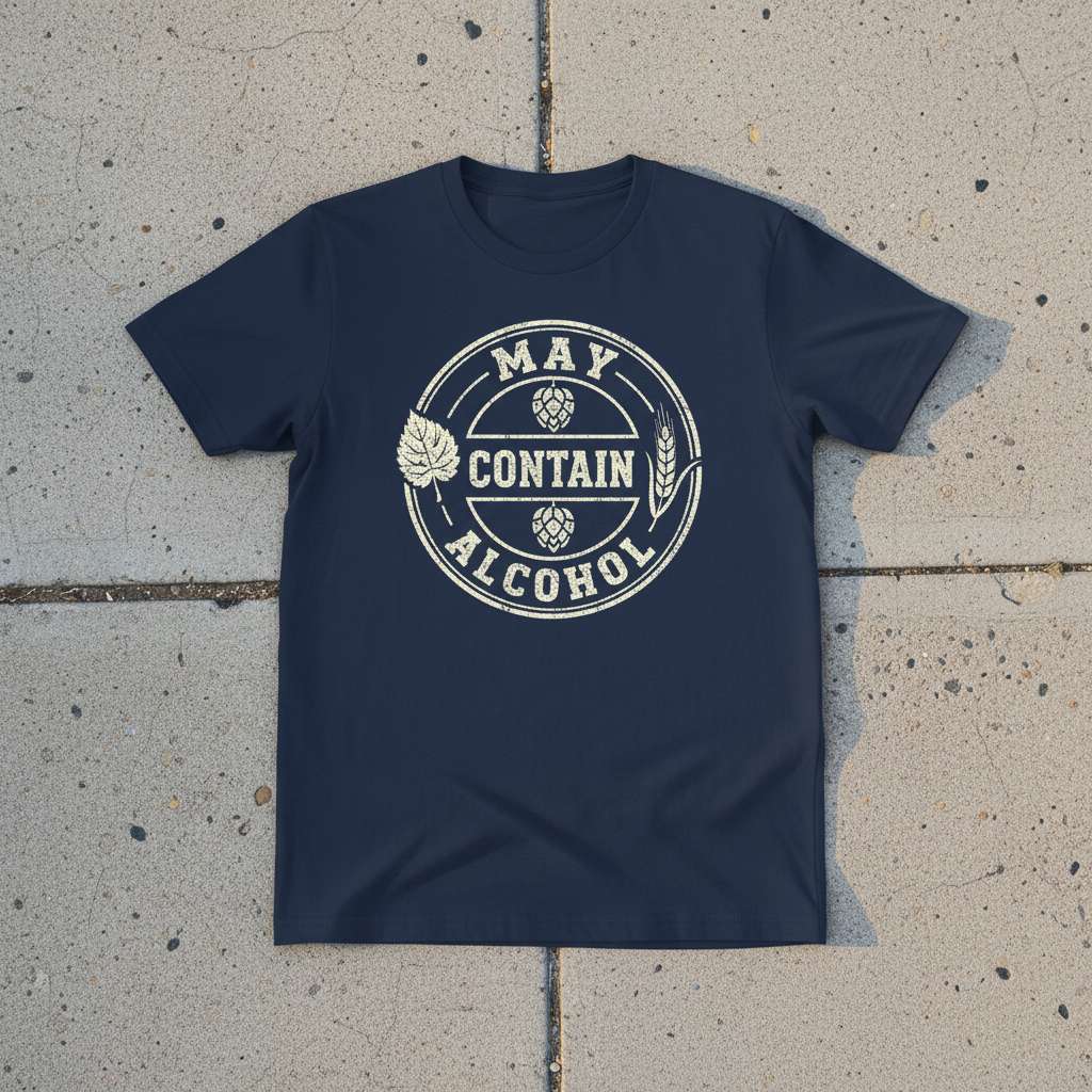 May Contain Alcohol Graphic T-Shirt, Funny Drinking Tee