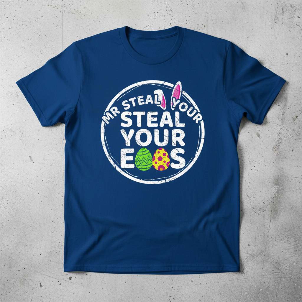 Mr Steal Your Eggs Funny Easter T-Shirt, Novelty Graphic Tee Idea