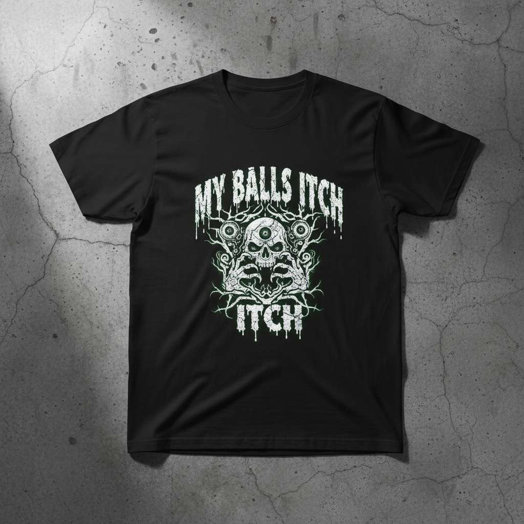 My Balls Itch Skeleton Graphic T-Shirt, Funny Novelty Tee