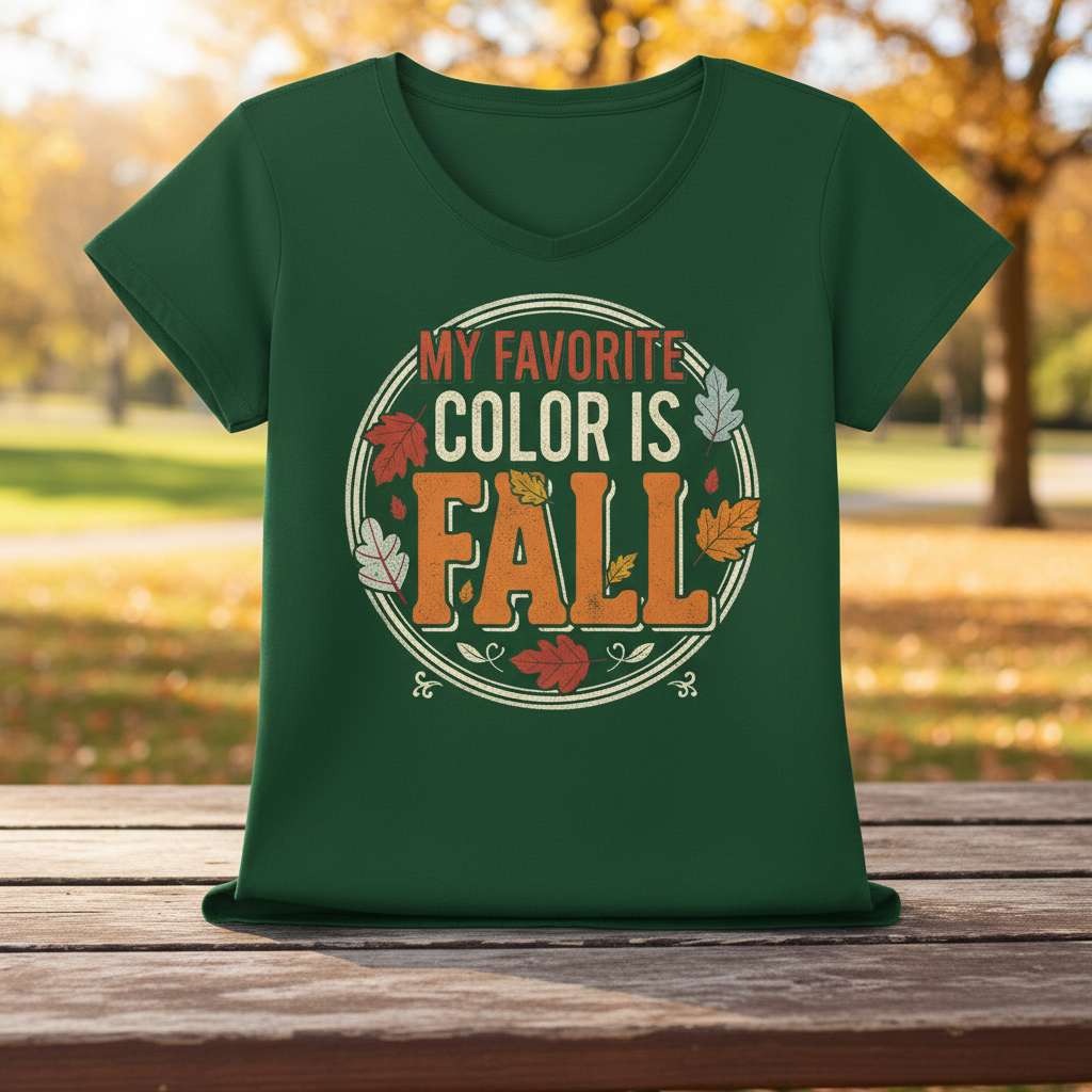 My Favorite Color Is Fall Graphic T-Shirt, Cute Autumn Tee Gift Idea