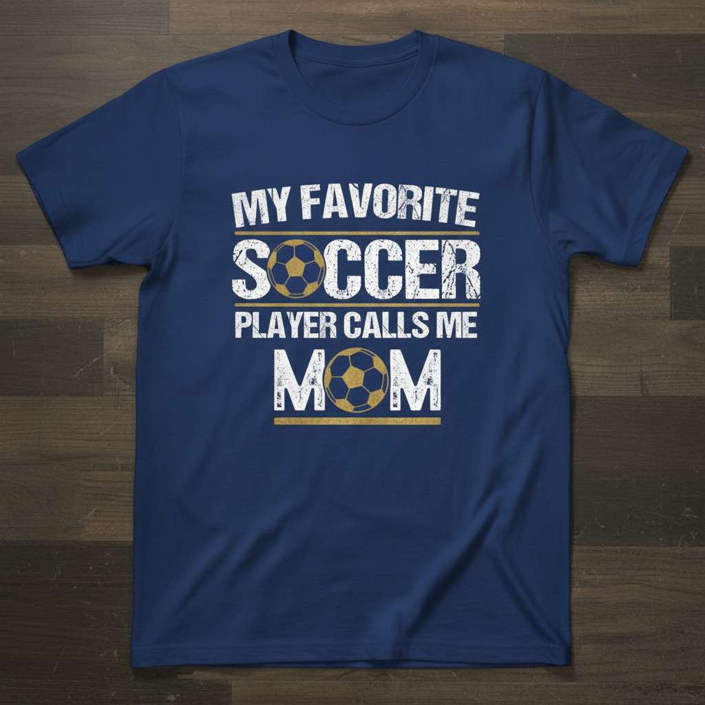 My Favorite Soccer Player Calls Me Mom Funny Graphic T-Shirt, Soccer Mom Tee Gift Idea