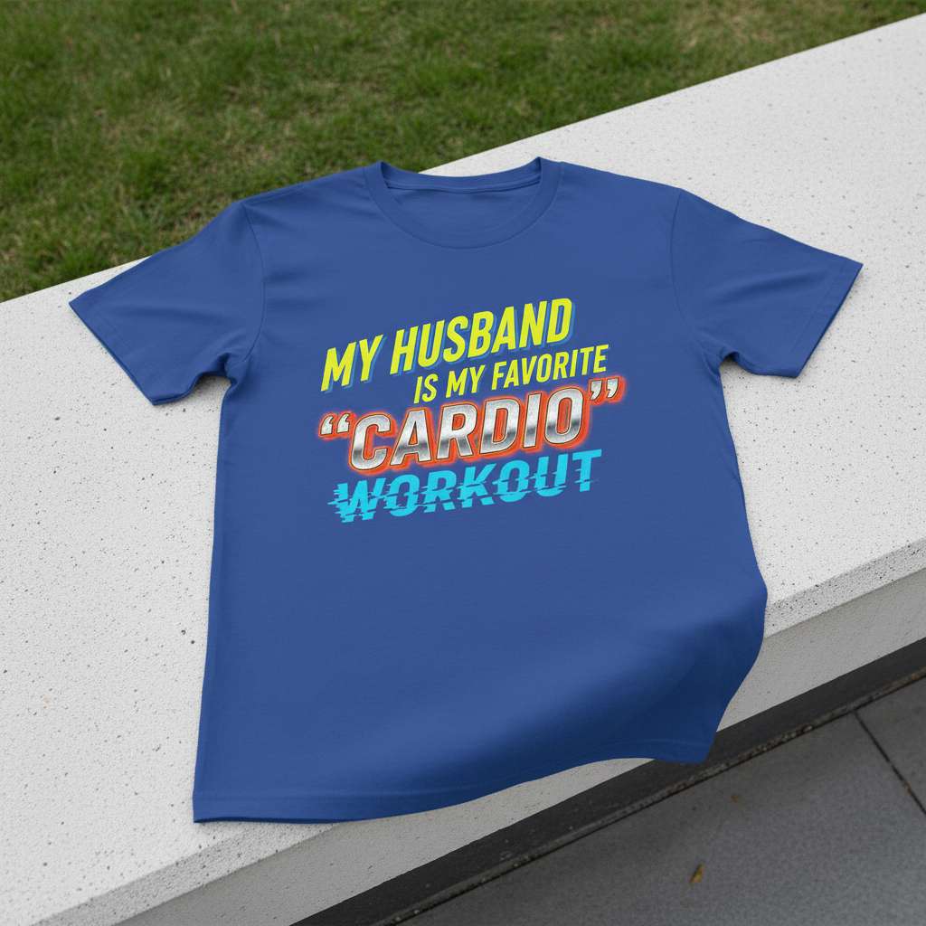 My Husband Is My Favorite Cardio Workout Graphic T-Shirt, Funny Tee Gift Idea
